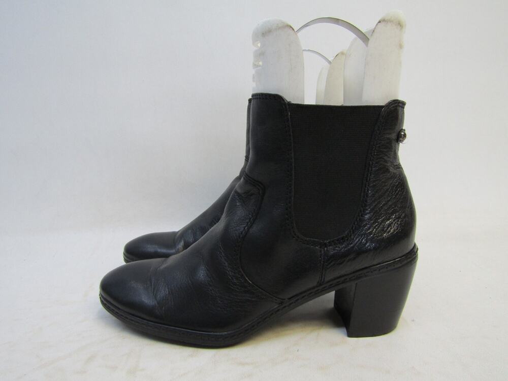 ANNE KLEIN Womens Size 6.5 M Black Leather Ankle Zip Chelsea Fashion Boots
